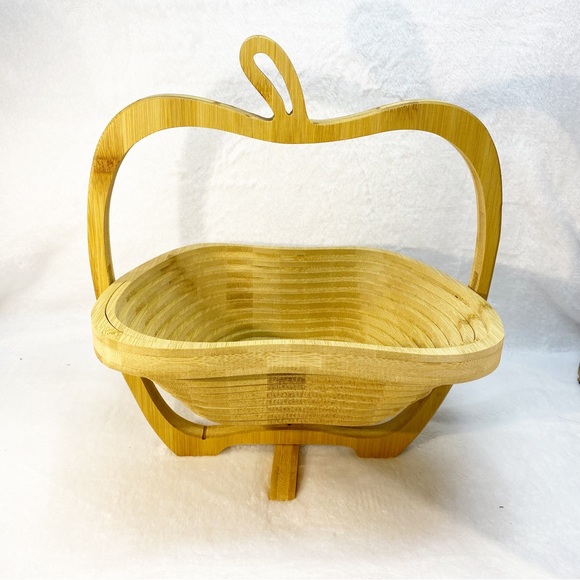 OH! NUTS Apple Shaped Collapsible Wooden Fruit Basket Bowl or Pot Holder - Picture 5 of 8